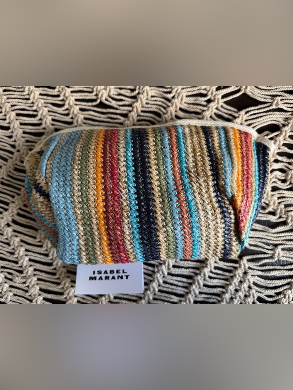 Isabel Marant Striped Woven Cosmetic Pouch in Multicolor - Picture 3 of 3